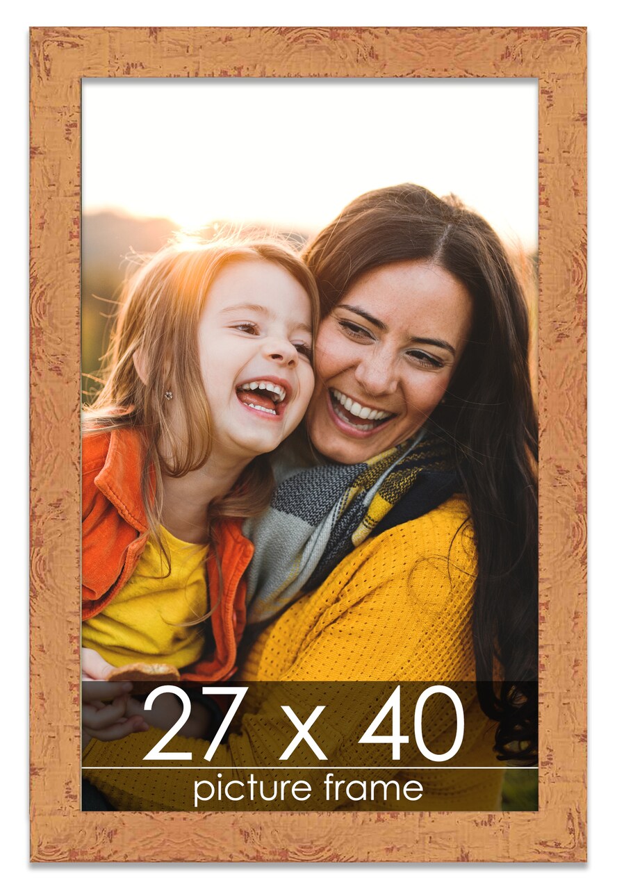 Shabby Chic Orange Picture Frame - UV Acrylic, Foam Board Backing, Hanging Hardware